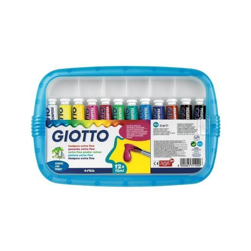 TEMPERE GIOTTO 12ML TUBO 4 PZ.12 COLORI EAN 8000825311000 INGROSSO TEMPERE E ACCESSORI