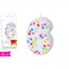 INGROSSO FESTA E PARTY CANDELA NUMERO 6 C/STELLE 8032732184781 INGROSSO ARTICOLI PER FESTE CANDELE COMPLEANNO