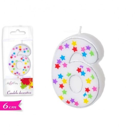 INGROSSO FESTA E PARTY CANDELA NUMERO 6 C/STELLE 8032732184781 INGROSSO ARTICOLI PER FESTE CANDELE COMPLEANNO