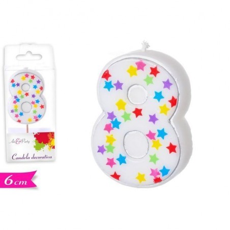 INGROSSO FESTA E PARTY CANDELA NUMERO 8 C/STELLE 8032732184804 INGROSSO ARTICOLI PER FESTE CANDELE COMPLEANNO