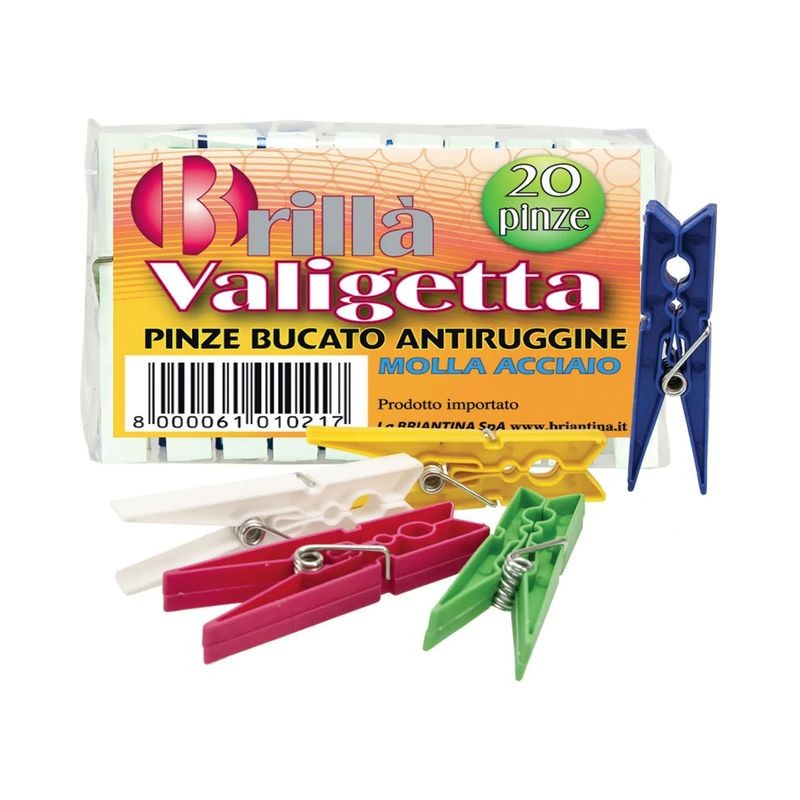 PINZE BUCATO VALIGETTA 20 PEZZI TERMO EAN 8000061010217 INGROSSO STENDINI E ASSI DA STIRO