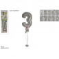 NUMERO GONF ARGENTO 0-9 40CM CON BASE EAN 8034048483282 INGROSSO PALLONCINI COMPLEANNO