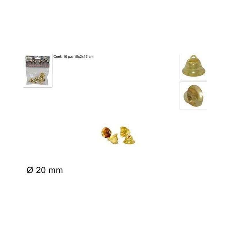 CAMPANELLE 20 MM SET 10 PZ ORO LD-020G EAN 8033113446108 INGROSSO ARTICOLI DECORAZIONI NATALIZIE