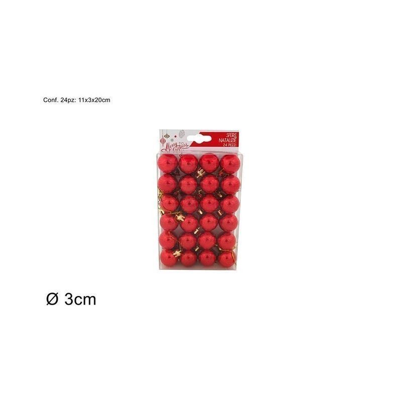 PALLINE CM.3 ROSSO BOX 24PZ EAN 8033113099137 INGROSSO PALLINE DI NATALE E PUNTALI
