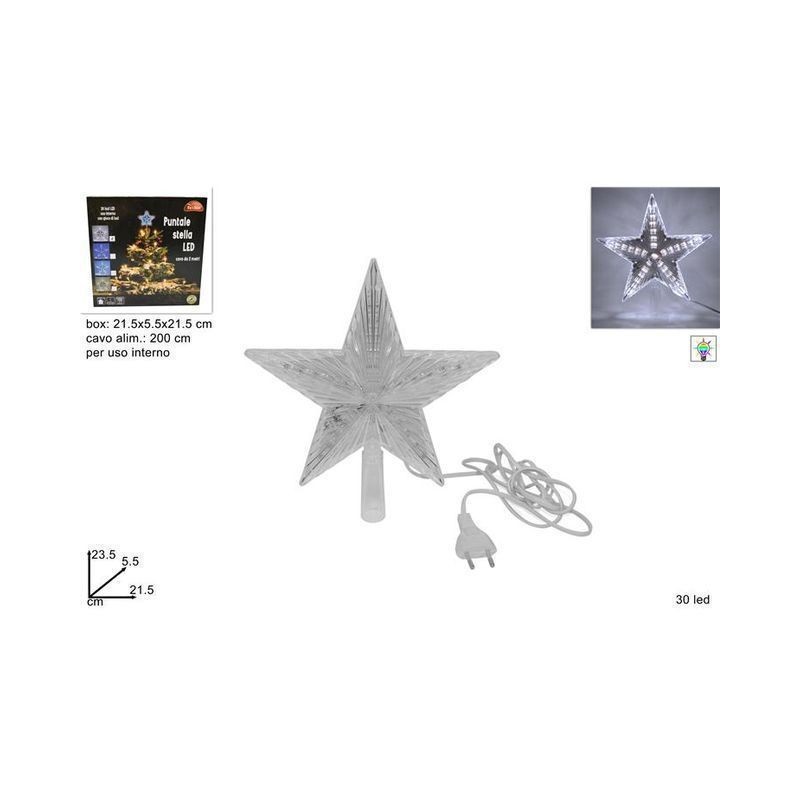 PUNTALE STELLA 30LED GIOCO LUCI BIANCO EAN 8033113452864 INGROSSO PALLINE DI NATALE E PUNTALI