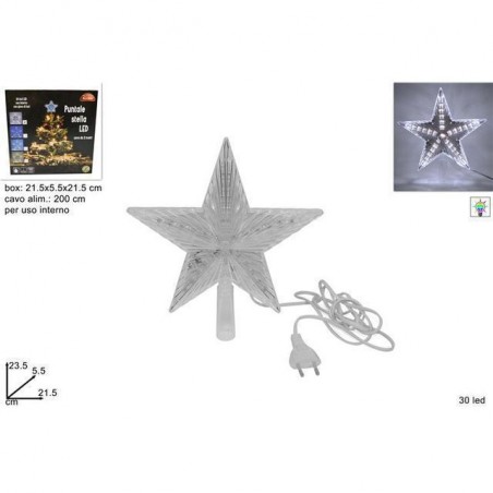 PUNTALE STELLA 30LED GIOCO LUCI BIANCO EAN 8033113452864 INGROSSO PALLINE DI NATALE E PUNTALI