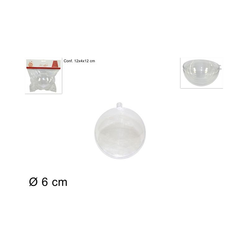 SFERA PLASTICA TRASPARENTE 6CM EAN 8033113289606 INGROSSO ARTICOLI DECORAZIONI NATALIZIE