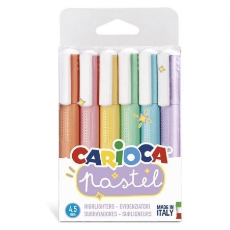 INGROSSO CARTOLERIA CARIOCA PASTEL HIGHL PET BOX 6PZ 8003511430337 INGROSSO PENNARELLI MATITE COLORATE TEMPERE