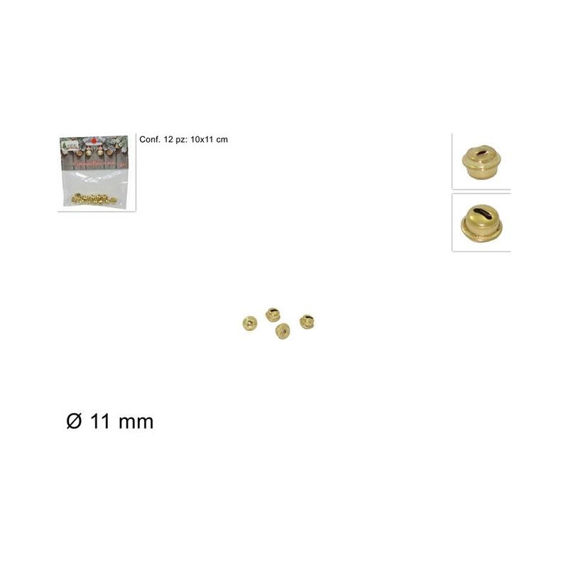 CAMPANELLINO 11 MM SET 12 PZ. ORO LD-001 EAN 8033113446214 INGROSSO ARTICOLI DECORAZIONI NATALIZIE