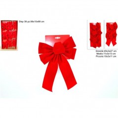 INGROSSO ARTICOLI NATALIZI FIOCCHI VELLUTO 3 ASS. IN DISPLAY ART. ( LCH16-170-21) INGROSSO ADDOBBI ALBERO NATALE