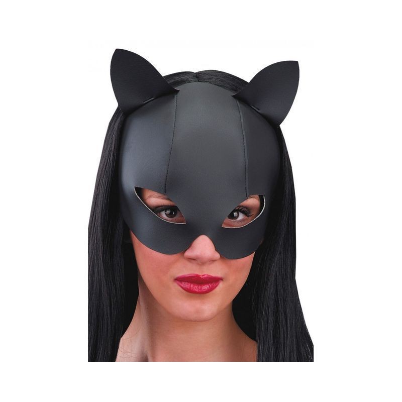 MASCHERA GATTA NERA IN ECOPELLE CON CAV EAN 8004761008925 INGROSSO MASCHERE DI CARNEVALE