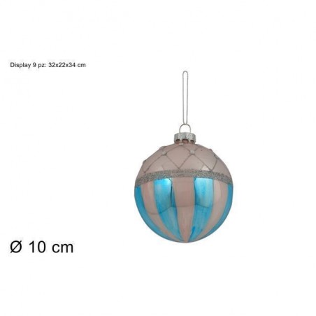 PALLA VETRO 10CM ROSA LUC C/STRISCE R/TI EAN 8053482210582 INGROSSO PALLINE DI NATALE E PUNTALI