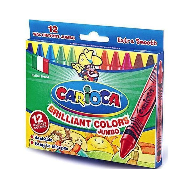 CARIOCA PASTELLI CERA JUMBO SCATOLA 12PZ EAN 8003511423698 INGROSSO PASTELLI A CERA