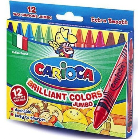CARIOCA PASTELLI CERA JUMBO SCATOLA 12PZ EAN 8003511423698 INGROSSO PASTELLI A CERA