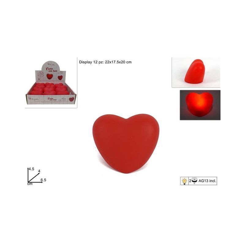 CUORE CON LUCE 4,5X4X6,5CM EAN 8033113729584 INGROSSO SAN VALENTINO