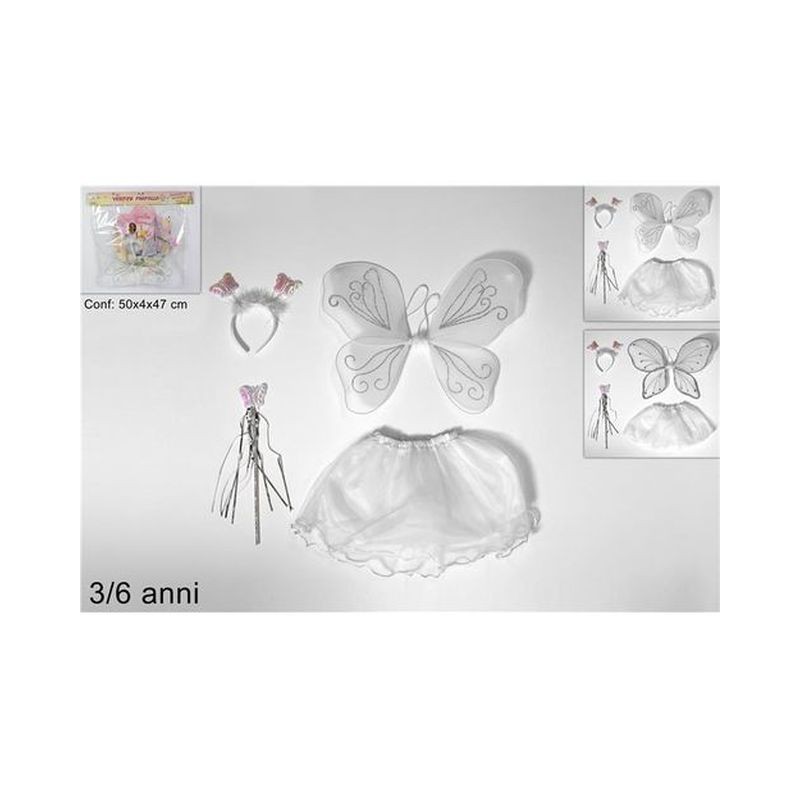VESTITO FARFALLA BIANCO 2 ASS C/ACCESS EAN 8033113846342 INGROSSO SET E ACCESSORI TRAVESTIMENTI