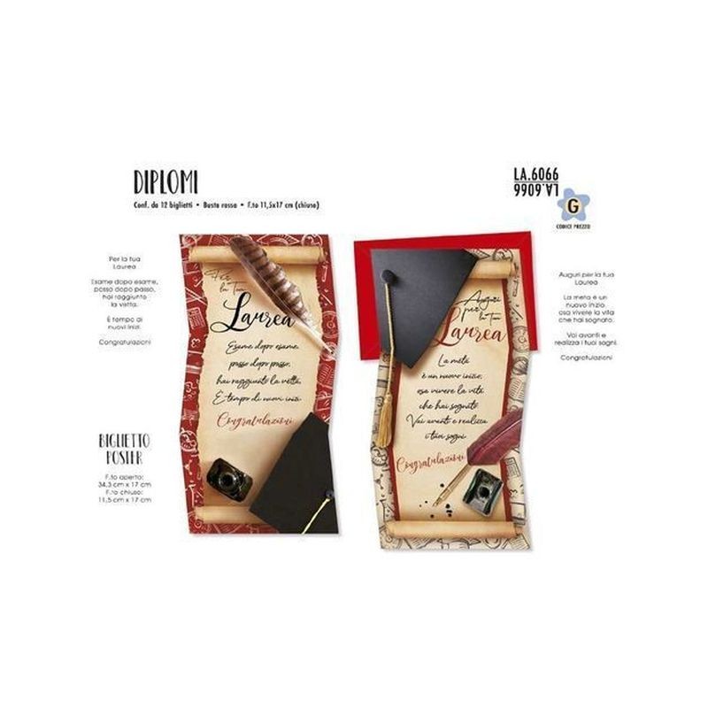 DIPLOMA LAUREA LA.6066 EAN 8001608360666 INGROSSO ACCESSORI PARTY
