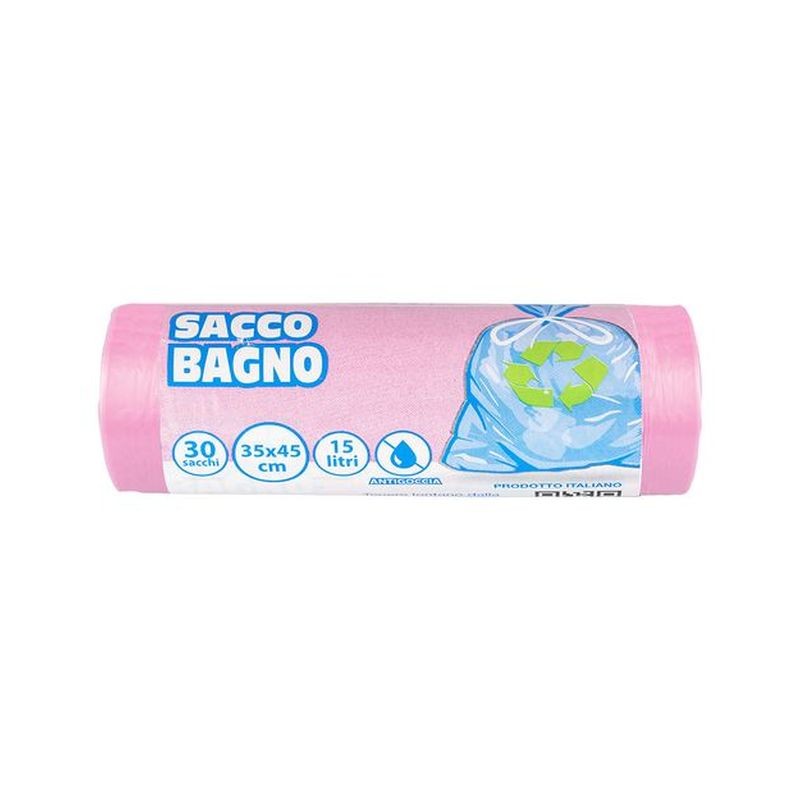 SACCO HD BAGNO 35X45 30PZ ROSA EAN 8002461380372 INGROSSO SACCHI SPAZZATURA