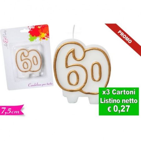 INGROSSO FESTA E PARTY CANDELA N. 60 ORO 8055329125998 INGROSSO ARTICOLI PER FESTE CANDELE COMPLEANNO
