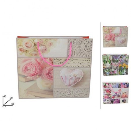 BUSTA REGALO FIORI 3ASS. 55X40X20CM EAN 8034048386972 INGROSSO SACCHETTI E SHOPPER REGALO