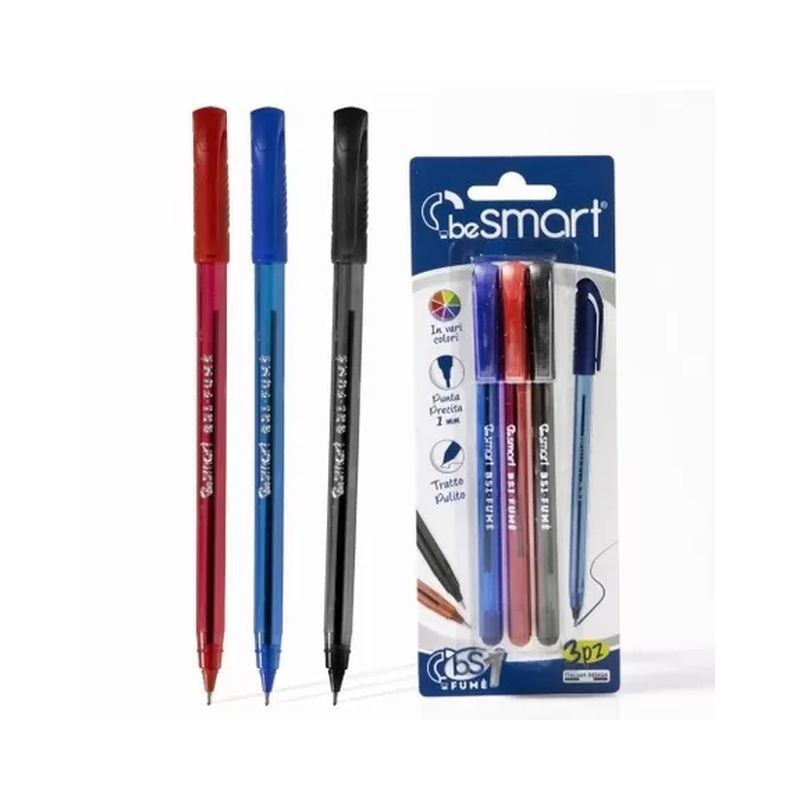 BLISTER 3 PENNE BS1-FUME SS B/N/R BE SMA EAN 8023650026116 INGROSSO PENNE PER LA SCUOLA