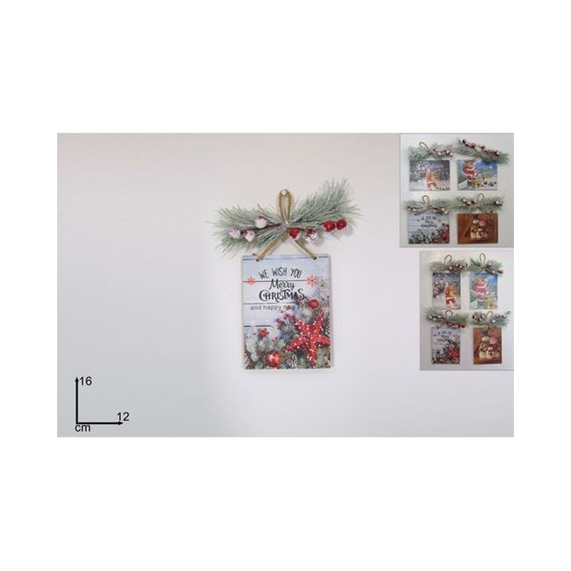 APPENDINO LEGNO 12X16 NATALIZIO C/RAMETT EAN 8053482028927 INGROSSO APPENDINI NATALIZI