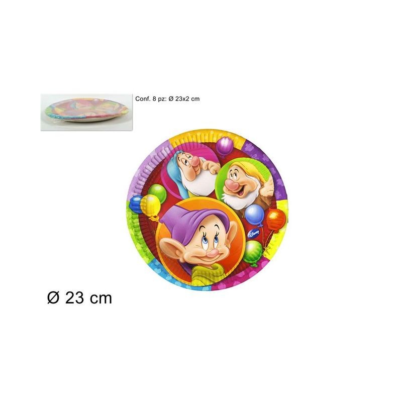 PIATTI CARTA 8PZ 23CM SEVEN DWARFS PARTY EAN 5201184843284 INGROSSO PIATTI PER PARTY