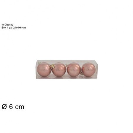 BOX 4 PALLE 6CM IN DISPLAY MARRONE SCURO EAN 8053482082431 INGROSSO PALLINE DI NATALE E PUNTALI