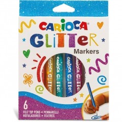 INGROSSO CARTOLERIA CARIOCA PENNARELLI C/GLITTER 6PZ SCATOLA 8003511421908 INGROSSO PENNARELLI MATITE COLORATE TEMPERE