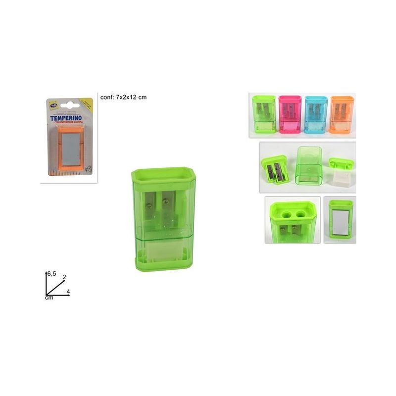 TEMPERINO CON GOMMA C/CONTENIT 4 COL BLI EAN 8034048519585 INGROSSO TEMPERINI