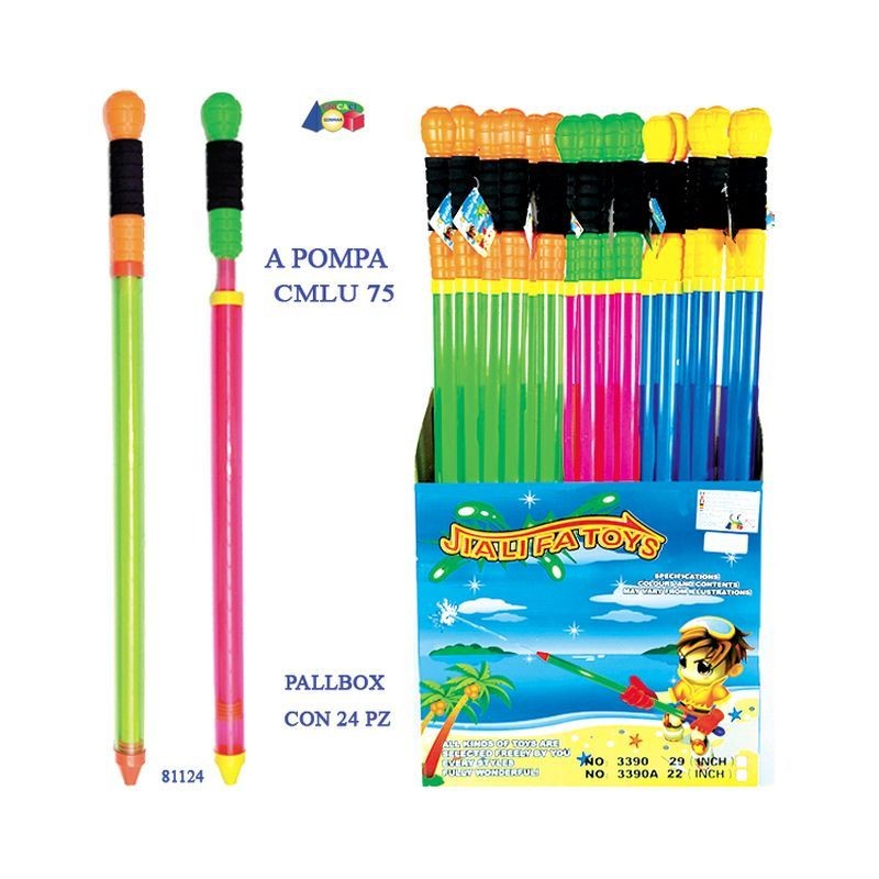 POMPETTA AD ACQUA COLORI FLUO EAN 8034094806806 INGROSSO PISTOLE ACQUA E SPRUZZATORI