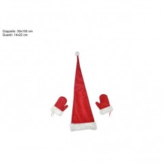 INGROSSO ARTICOLI NATALIZI CAPPELLO FELTRO BABBO NATALE E GUANTI 8053482009643 INGROSSO TRAVESTIMENTI NATALIZI