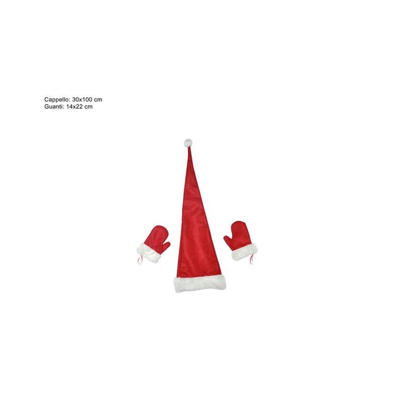 CAPPELLO FELTRO BABBO NATALE E GUANTI AR EAN 8053482009643 INGROSSO CAPPELLI NATALIZI