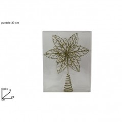 INGROSSO ARTICOLI NATALIZI PUNTALE FIORE STELLA CON PERLE 30CM ORO 8033113606977 INGROSSO ADDOBBI ALBERO NATALE