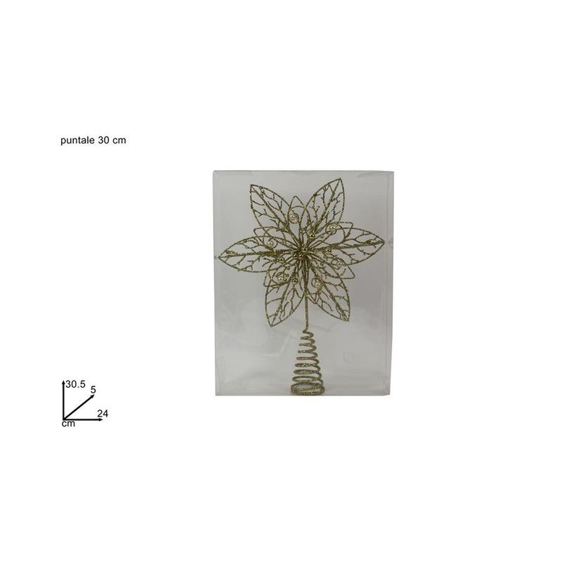 PUNTALE FIORE STELLA CON PERLE 30CM ORO EAN 8033113606977 INGROSSO PALLINE DI NATALE E PUNTALI