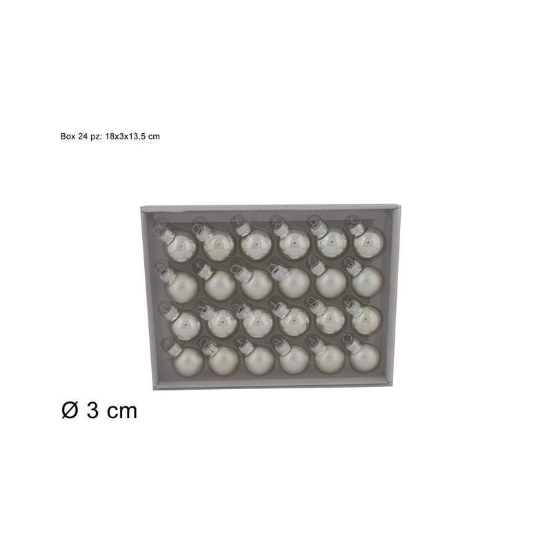 PALLINE VETRO SET 24PZ 3CM SILVERIN BOX EAN 8033113970368 INGROSSO PALLINE DI NATALE E PUNTALI