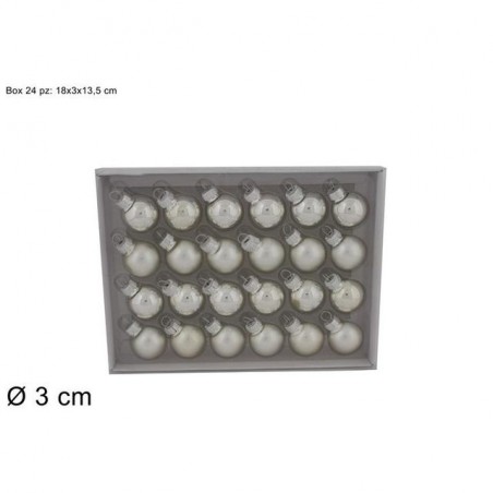 PALLINE VETRO SET 24PZ 3CM SILVERIN BOX EAN 8033113970368 INGROSSO PALLINE DI NATALE E PUNTALI
