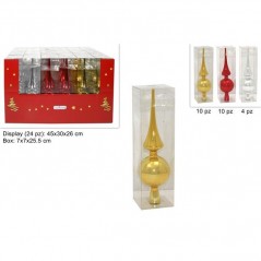 INGROSSO ARTICOLI NATALIZI PUNTALE ALBERO 25CM IN DISPLAY 3COL 8033113682216 INGROSSO ADDOBBI ALBERO NATALE