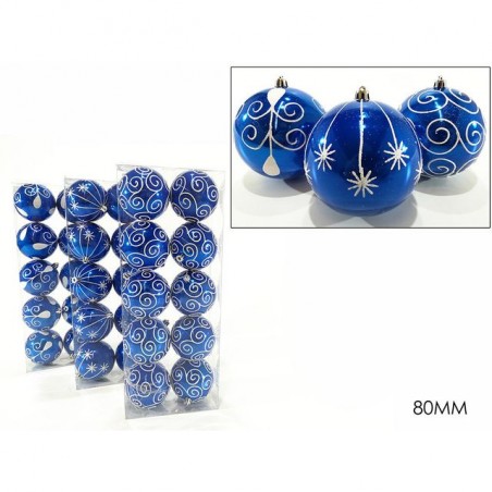 SET 10 PALLE 80MM BLU 3ASS EAN 8015361376352 INGROSSO PALLINE DI NATALE E PUNTALI