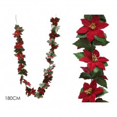 INGROSSO ARTICOLI NATALIZI GHIRLANDA 180CM C/STELLA DI NAT. ROSSO 8015361418304 INGROSSO ADDOBBI ALBERO NATALE