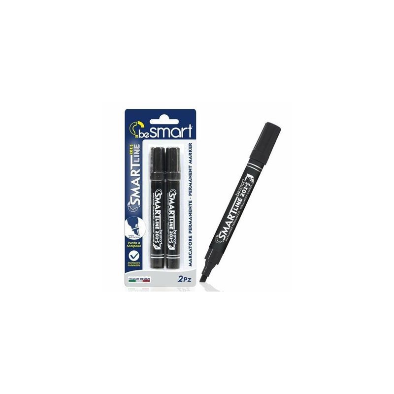 BLISTER 2 MARCATORI PUNTA SCALPELLO NERO EAN 8023650025461 INGROSSO PENNARELLI MARKER