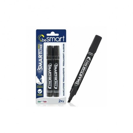 BLISTER 2 MARCATORI PUNTA SCALPELLO NERO EAN 8023650025461 INGROSSO PENNARELLI MARKER