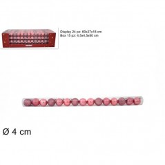 INGROSSO ARTICOLI NATALIZI TUBO 15 PALLINE 4 CM 3 MOD. DISPLAY ROSA 8053482013145 INGROSSO ADDOBBI ALBERO NATALE