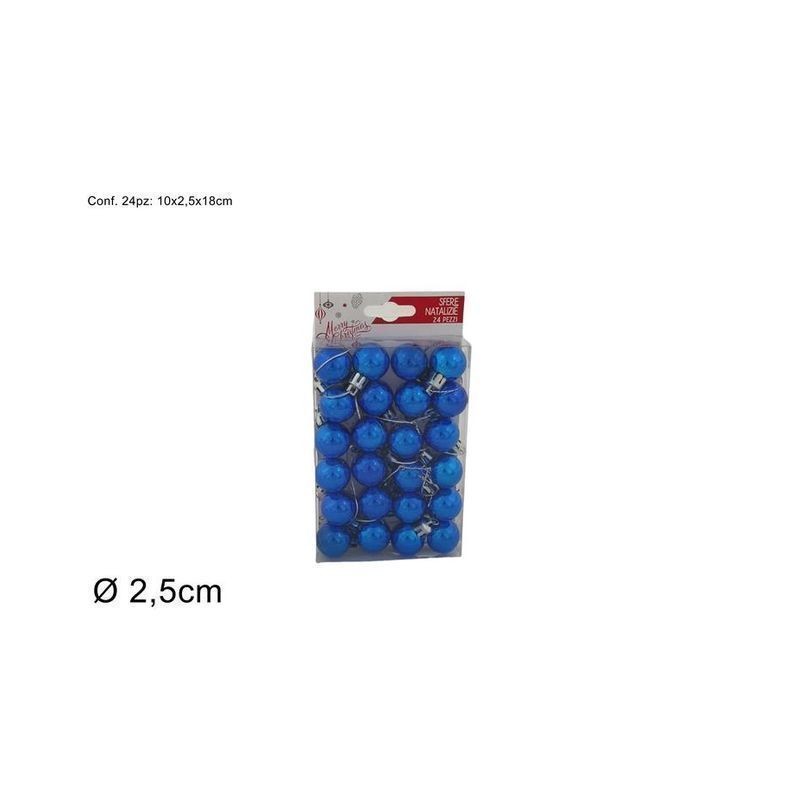 PALLINE D.2,5CM LUCIDE BLU BOX 24PZ EAN 8033113217593 INGROSSO PALLINE DI NATALE E PUNTALI