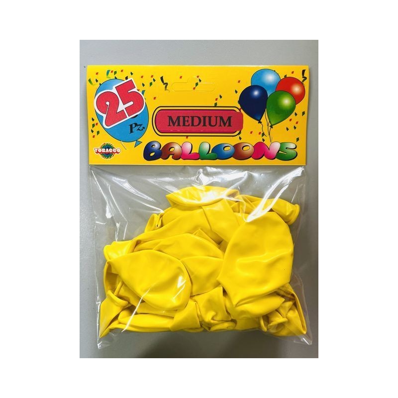 PALLONCINI MEDIUM PZ.25 GIALLO EAN 8025817001356 INGROSSO PALLONCINI COMPLEANNO