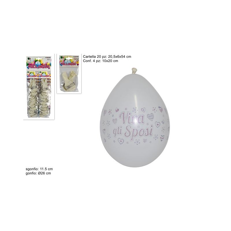 BUSTA PALLONCINI 4PZ W GLI SPOSI EAN 8027501433047 INGROSSO PALLONCINI COMPLEANNO