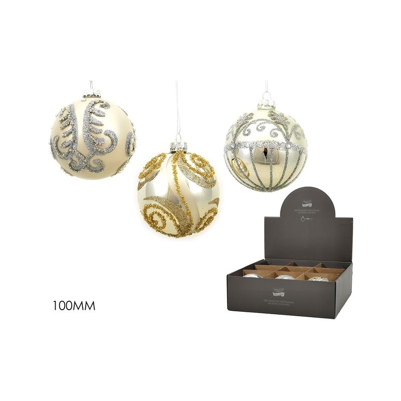 PALLA VETRO 100MM SILVER 4ASS DISPL EAN 8015361369095 INGROSSO PALLINE DI NATALE E PUNTALI